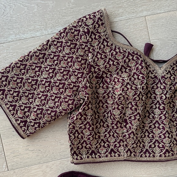 Deep purple and gold Lehenga - Picture 3 of 7